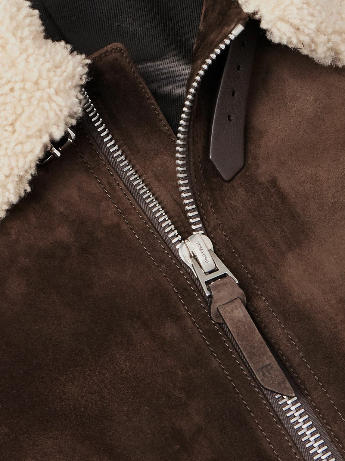 TOM FORD - Shearling-Trimmed Suede Jacket - Brown