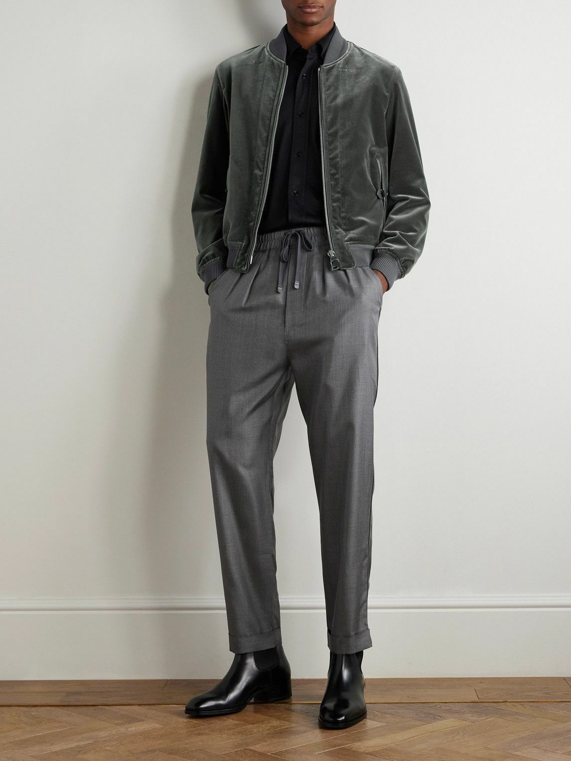 TOM FORD - Cotton-Velvet Bomber Jacket - Gray