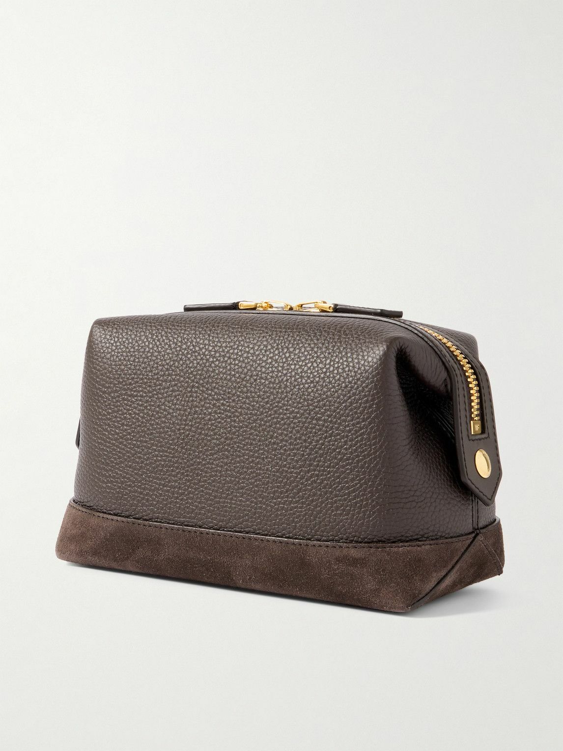 Tom Ford - Suede-Trimmed Full-Grain Leather Wash Bag