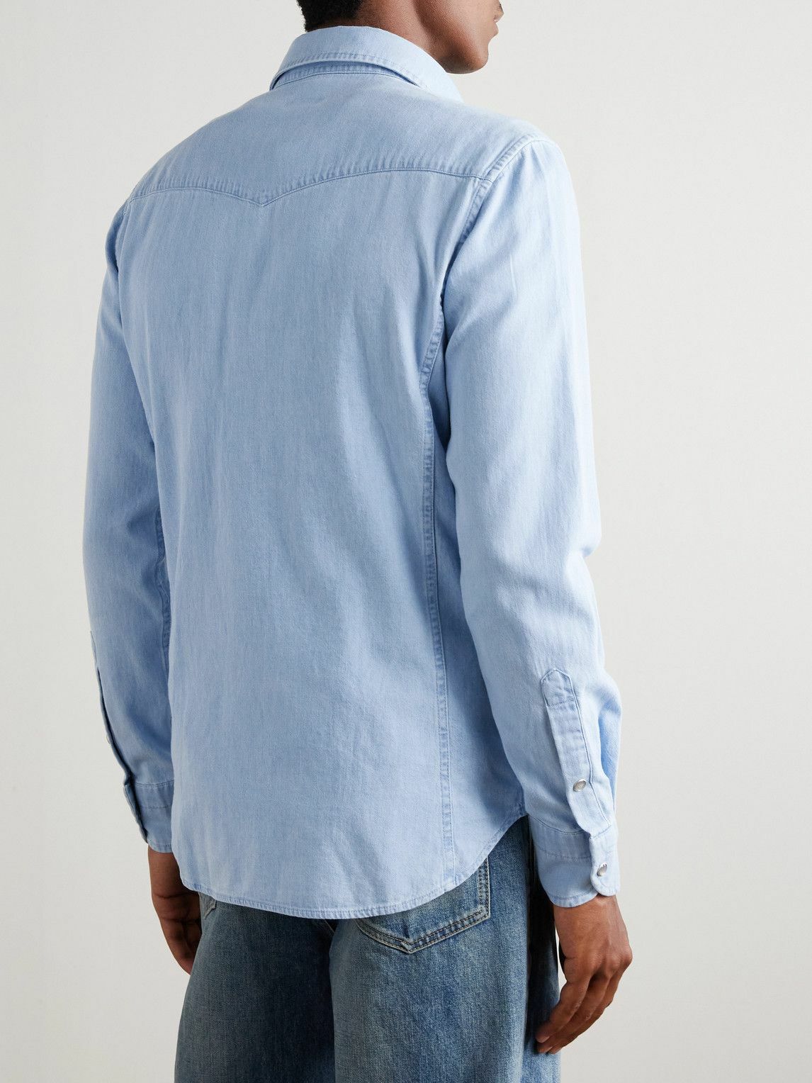 TOM FORD - Cotton-Chambray Western Shirt - Blue