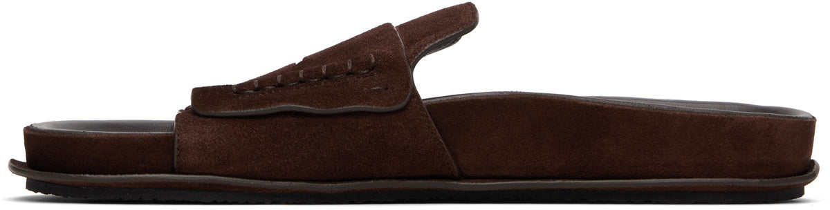 JACQUEMUS Brown Suede Loafer Sandals
