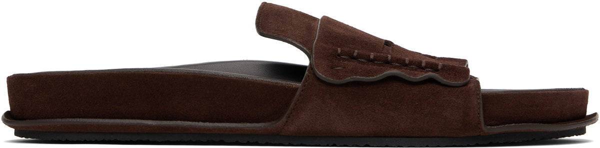 JACQUEMUS Brown Suede Loafer Sandals