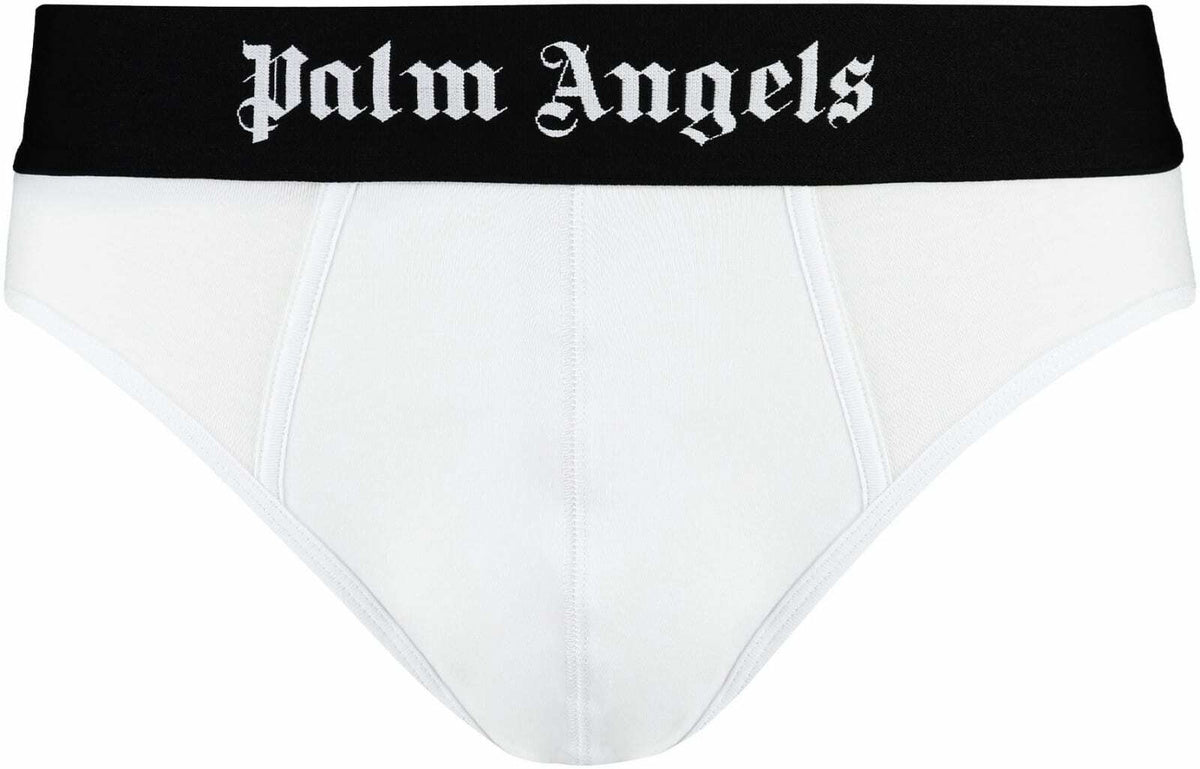 Palm Angels Set Of Two Cotton Briefs With Logoed Elastic Band