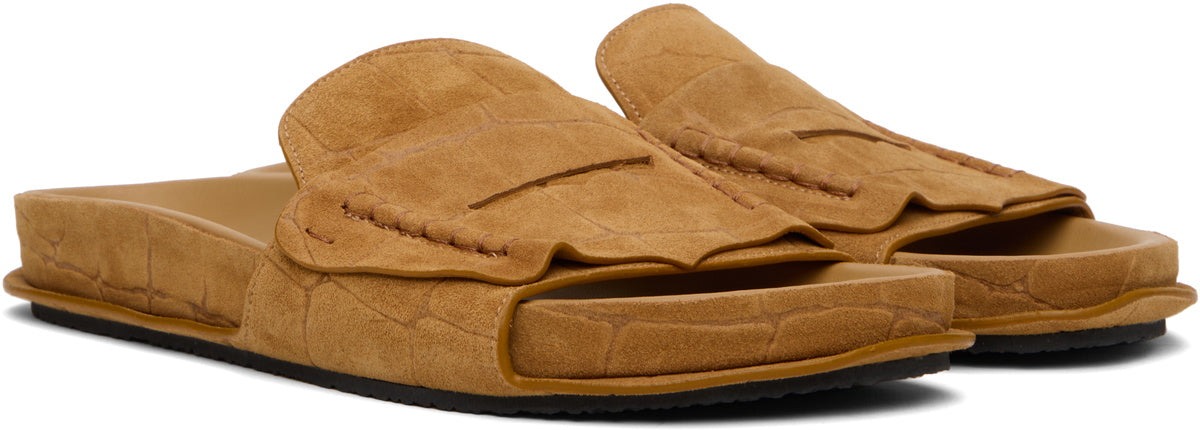 JACQUEMUS Tan Suede Loafer Sandals