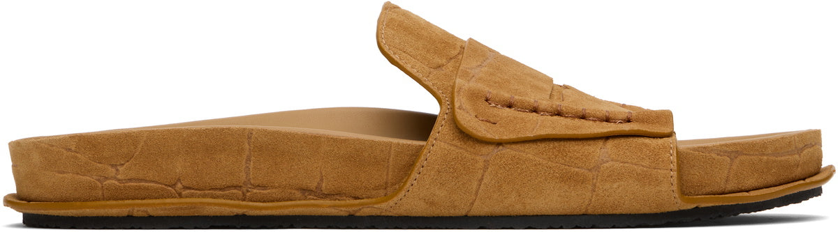 JACQUEMUS Tan Suede Loafer Sandals