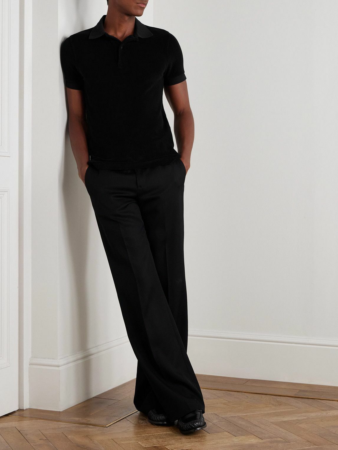TOM FORD - Slim-Fit Cotton-Blend Terry Polo Shirt - Black