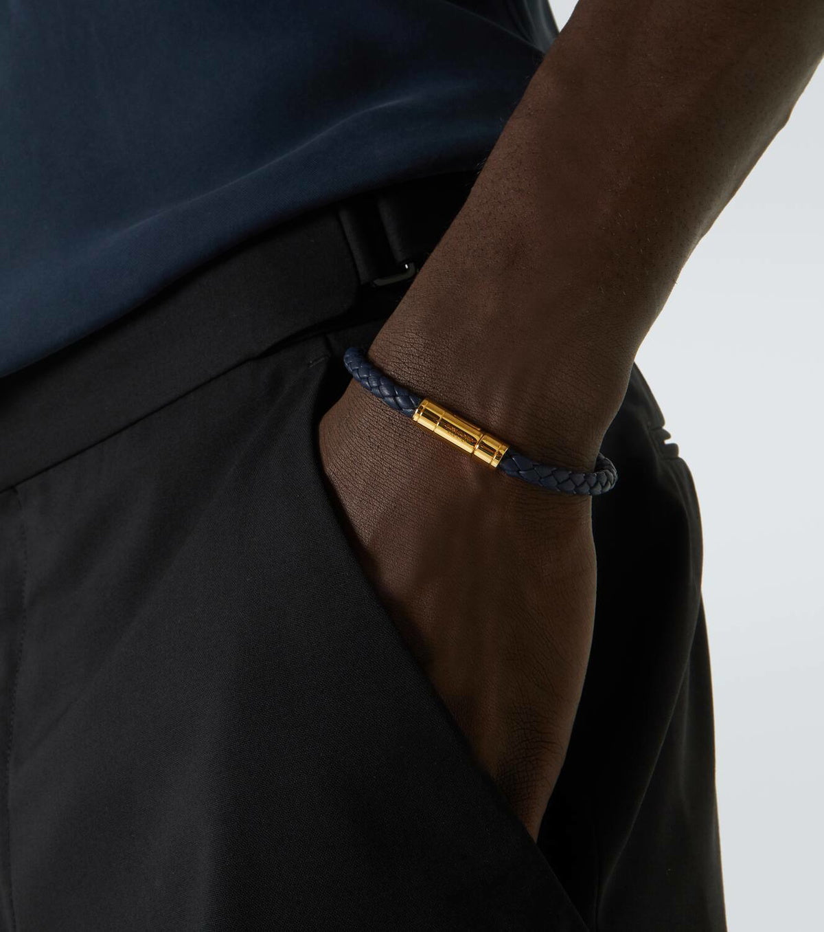 Tom Ford Logo braided leather bracelet