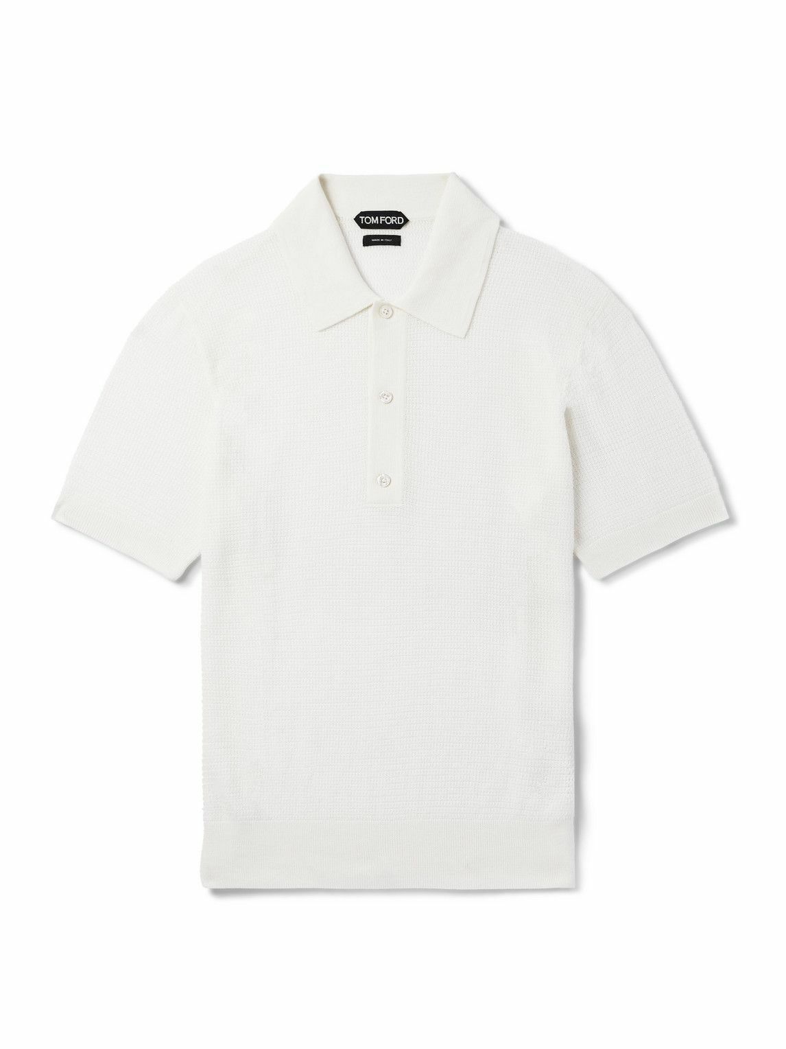 TOM FORD - Slim-Fit Waffle-Knit Wool Polo Shirt - White