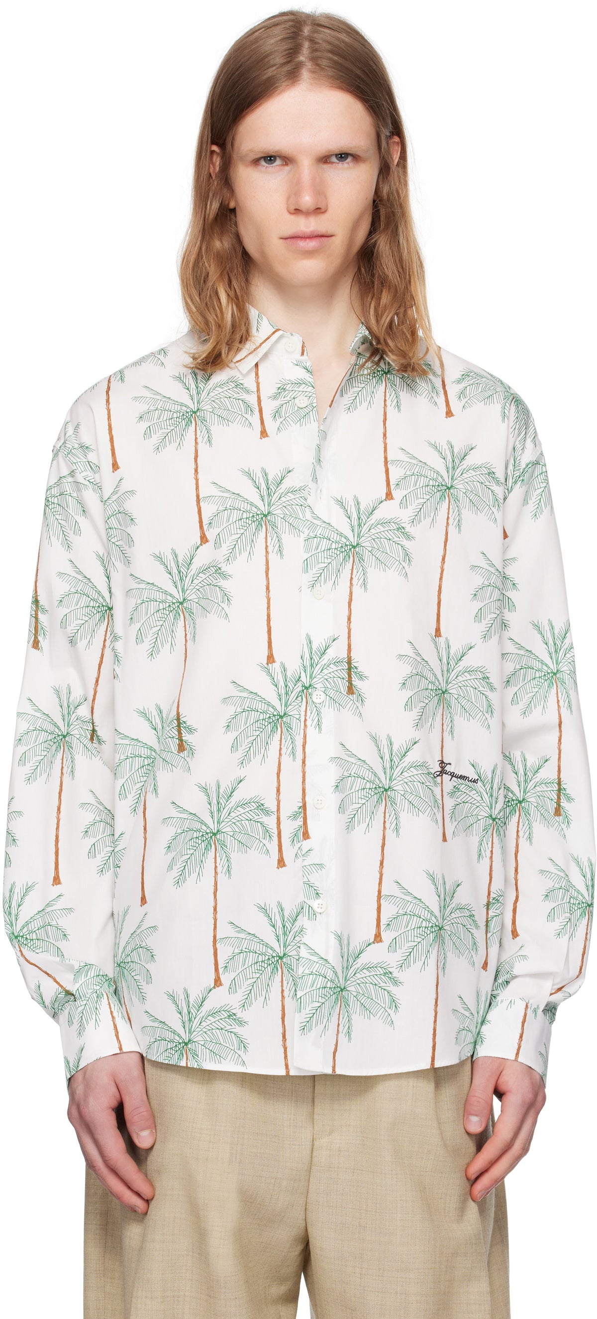JACQUEMUS White & Green La Croisière 'The Simon' Shirt