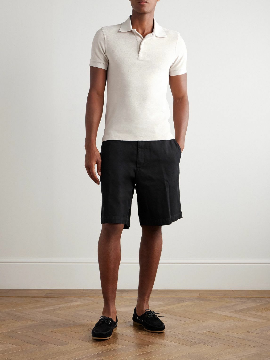 TOM FORD - Slim-Fit Cotton-Blend Terry Polo Shirt - Neutrals
