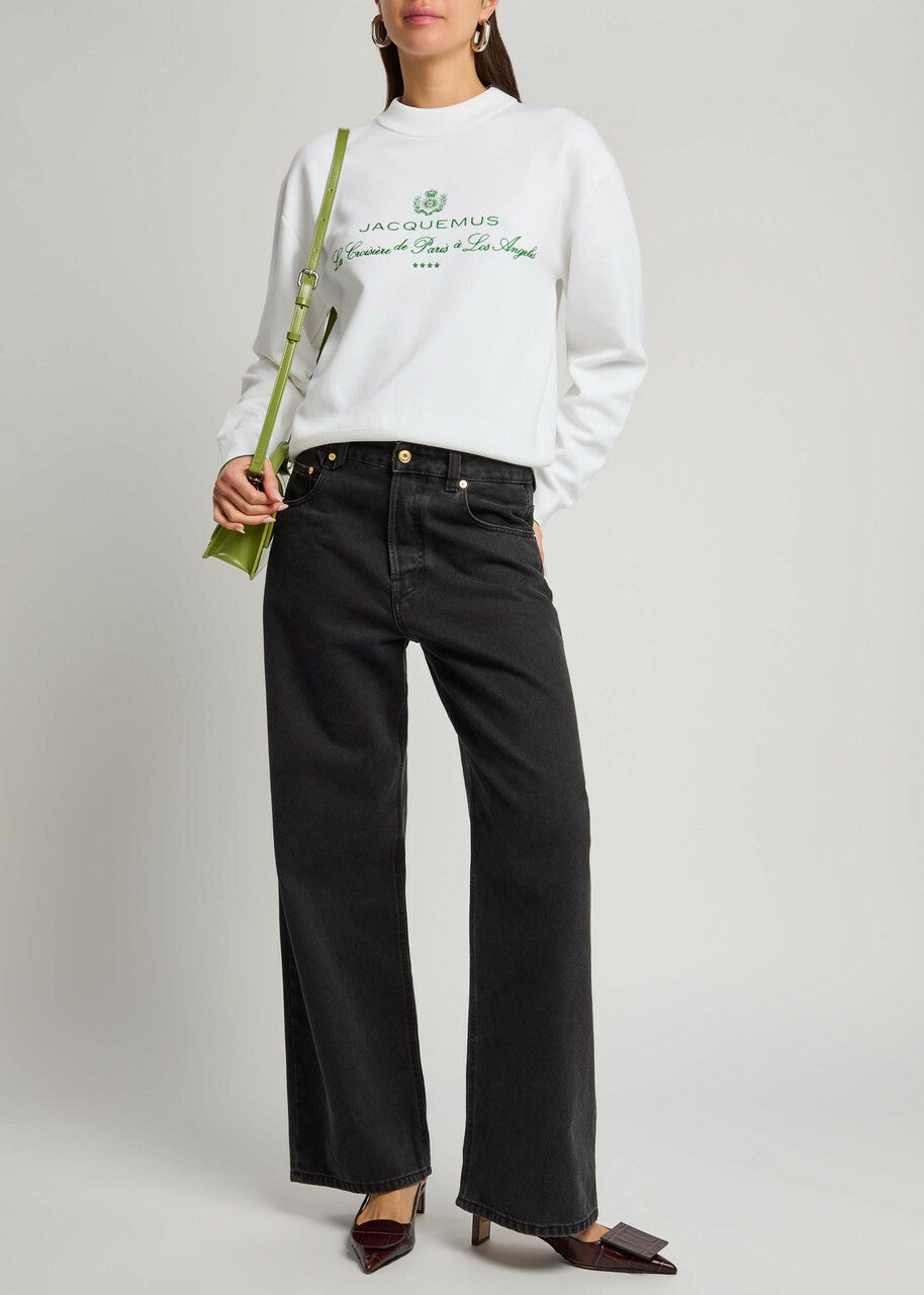 Jacquemus La Maille Venice Embroidered Cotton-blend Sweatshirt White