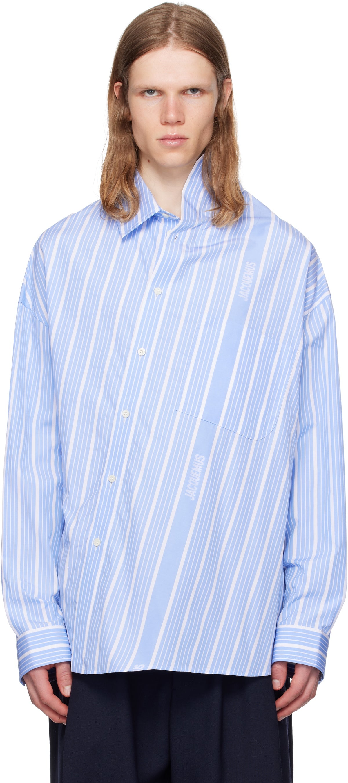JACQUEMUS White & Blue La Croisière 'The Cuadro' Shirt