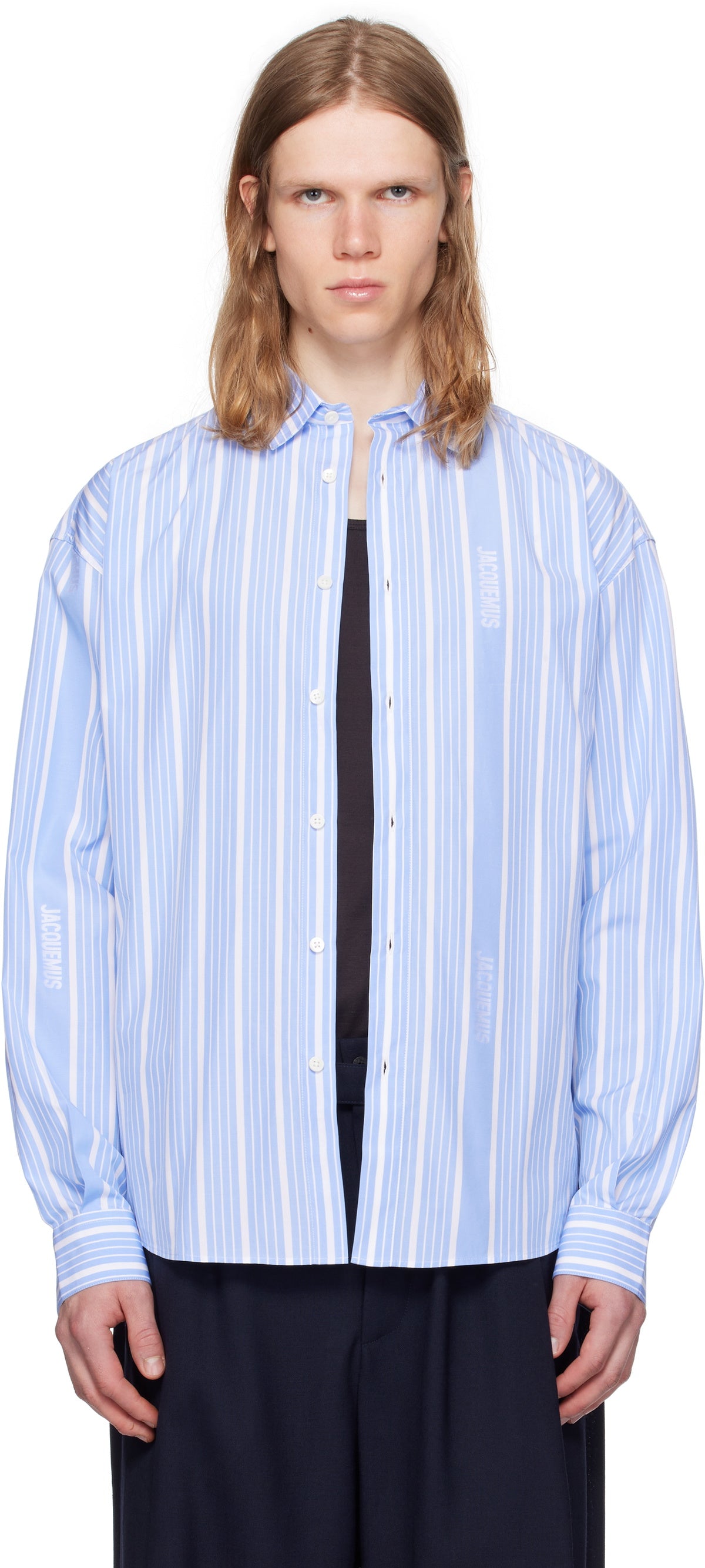 JACQUEMUS White & Blue La Casa 'The Simon' Shirt
