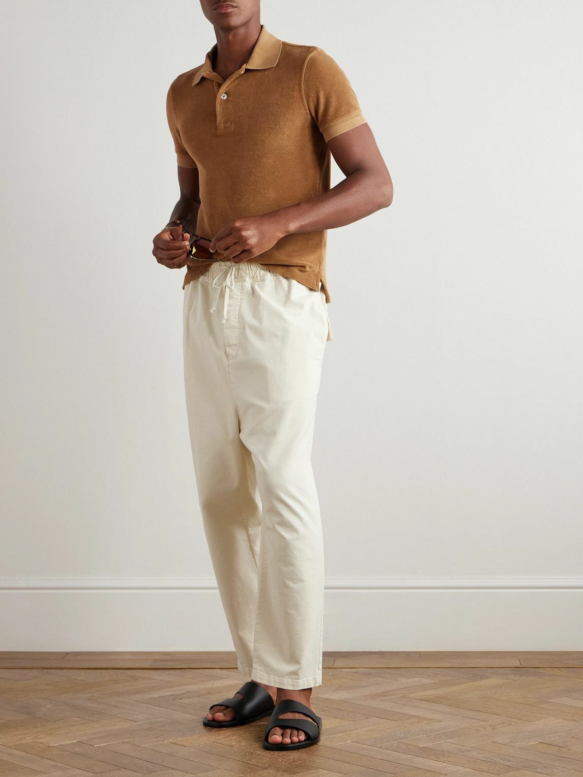 TOM FORD - Slim-Fit Cotton-Blend Terry Polo Shirt - Brown