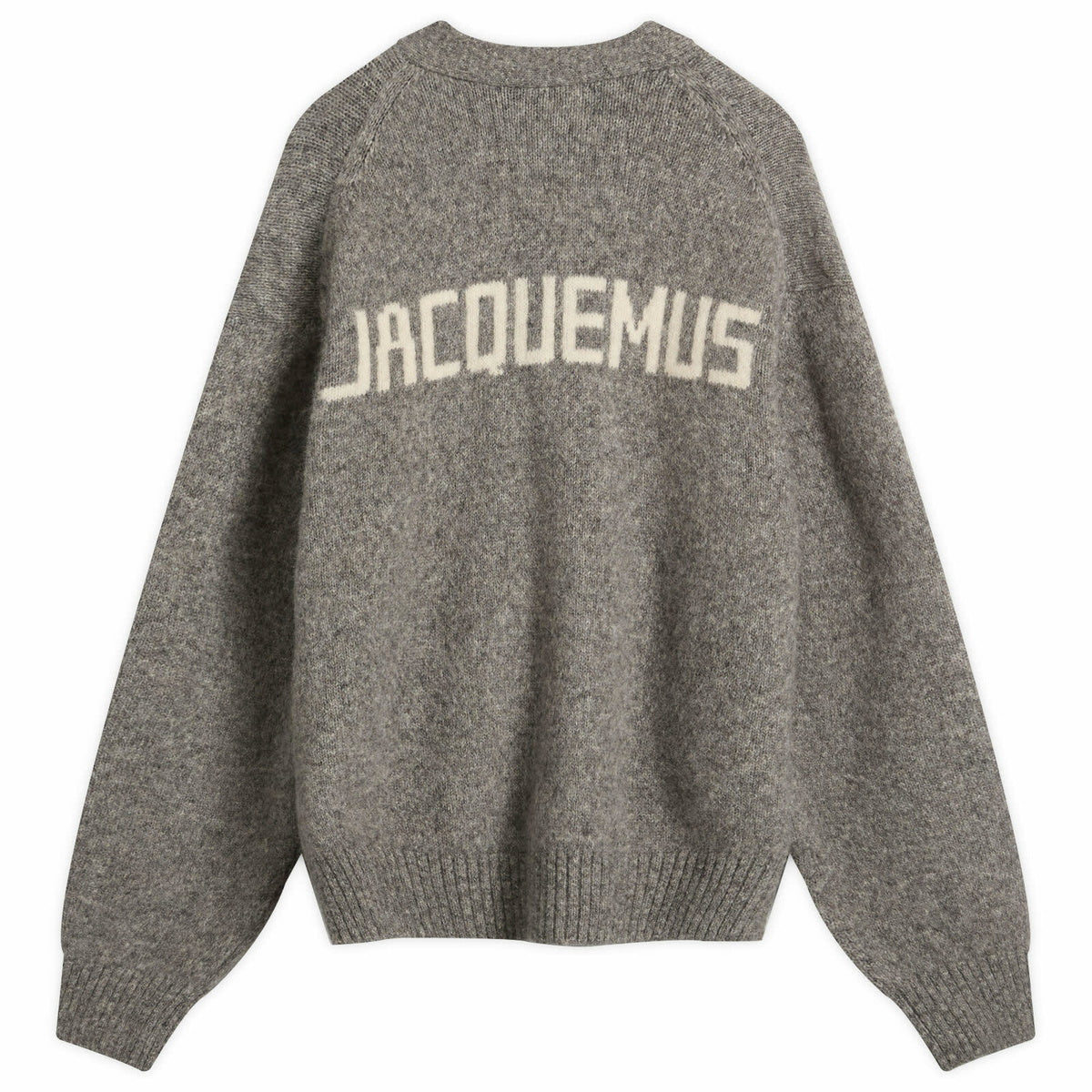 Jacquemus Men's Instarsia Logo Back Cardigan in Grey