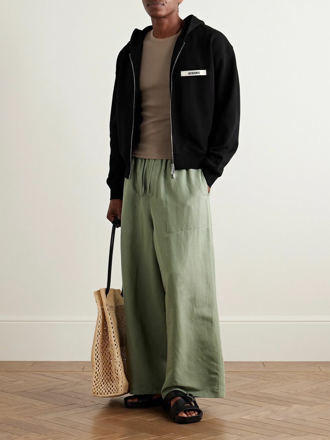 Jacquemus - Logo-Embroidered Cotton-Jersey Zip-Up Hoodie - Black