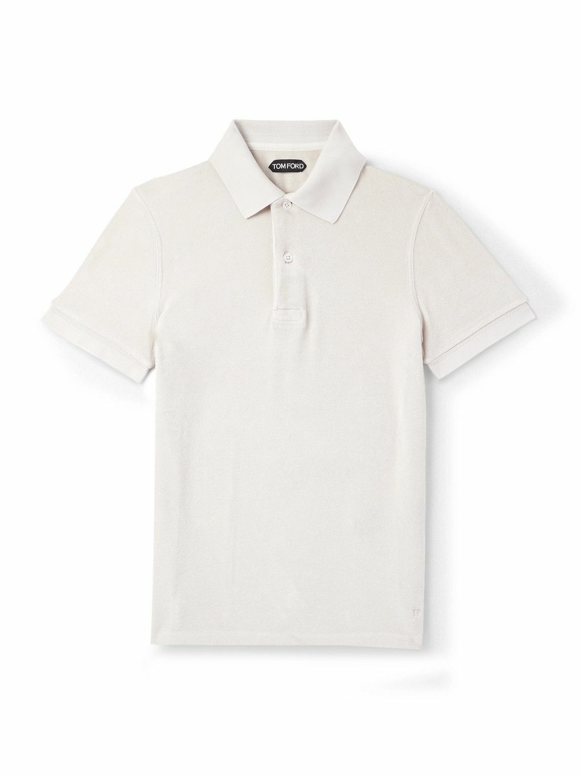 TOM FORD - Slim-Fit Cotton-Blend Terry Polo Shirt - Neutrals